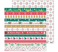 Anita y su mundo 37011950 Lot de 5 feuilles de papier Scrap avec bandes de Noël, 30,5 x 30,5 cm, collection de Noël magique, imprimé double face