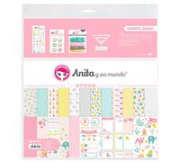Anita y Su Mundo Colección Nuestra Peque Kit de Scrapbooking, 13 papiers imprimés, Autocollants, Assiettes, Paillettes, Pastel, Ruban washi, Multicolore, 30,5 x 30,5 cm