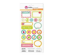 Anita y Su Mundo Collection Happy Planches d'autocollants 21 motifs par feuille Papier Multicolore 15 x 32 cm