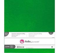 Anita y Su Mundo Lot de 10 Feuilles de Papier cartonné Argenté métallisé 30,5 x 30,5 cm
