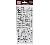 Anita's Autocollants Contours - Thankyou - Argent sur Blanc