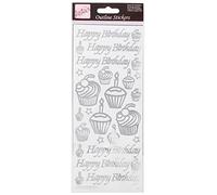 Anita's Stickers Contours - Cupcake d'anniversaire - Argent sur Blanc