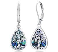 Aniu Boucle d'oreille Arbre de Vie Femme Argent 925, Boucles d'oreilles Pendante Arbre de Vie Bijoux pour Femme Maman