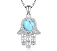 Aniu Collier Main de Fatma Argent 925, Pendentif Main de Fatma Femme Collier Mauvais Oeil Protection Pendentif Hamsa Bijoux Main de Fatma pour Femme Maman Fille