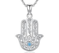 Aniu Collier Main de Fatma Argent Sterling 925, Pendentif Main de Fatma Argent pour Femme, Main de Hamsa Pendentif, Bijoux Main de Fatma Cadeaux pour Femme
