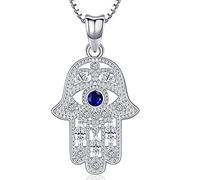 Aniu Collier Main de Fatma pour Femme, Pendentif Main de Fatma Argent Sterling 925, Main de Hamsa Pendentif, Bijoux Main de Fatma Cadeaux pour Femme Maman