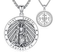 Aniu Collier Saint Gabriel pour Homme Argent sterling 925 Pendentif Médaille Saint Gabriel Protection Religieuse Bijoux pour Homme et Femme
