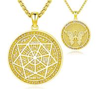 Aniu Collier Talisman de Médaille Sceau des 7 Archanges pour Homme Femme Or Talisman Protection Très Puissante Sceau des 7 Archanges Medaille Bijoux Pendentif 7 Archanges Homme Femme