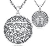 Aniu Collier Talisman de Médaille Sceau des 7 Archanges pour Homme Femme Talisman Protection Très Puissante Sceau des 7 Archanges Medaille Bijoux Pendentif 7 Archanges Homme Femme