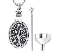 Aniu Collier Urne pour Cendres Argent Sterling 925, Pendentif Urne Funéraire pour Cendres Chien Chat, Collier Urne Funéraire Cendres, Bijoux Funéraire pour Femme Homme