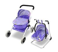 Anivia Landau de Poupées, Poussette de Poupée, 8 en 1 Poussette Poupées Poussette et Landau Jouets Cadeau pour Les Enfants, Poupées AdaptéEs Jusqu'à 14 Pouces - Violet