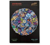 ANIWOOD Puzzle en Bois en Forme d'animal. Couvercle découpé à la Taille réelle du Puzzle. Contient des pièces Uniques d'animaux (Mandalas Espace, M)
