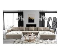 ANIXE - Canapé d'angle panoramique XXL en U - en Tissu (Beige)