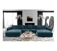ANIXE - Canapé d'angle panoramique XXL en U - en Tissu (Turquoise)