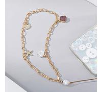 Aniyan 1 chaîne de téléphone portable en métal avec perle / pendentif / gravure, tour de cou court pour iPhone 15/14, Samsung S23 et tous les autres modèles, pendentif de téléphone portable, universel