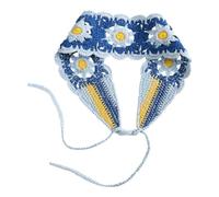 Aniyan Bandeau en crochet pour femme - Écharpe tricotée avec motif floral - Style bohème - Fait à la main - Pour le quotidien et les festivals - 1 pièce - Bleu