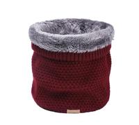 Aniyan Écharpe tube d'hiver, en tricot, avec doublure en polaire, tour de cou thermique, douce et chaude, pour homme et femme, pour l'extérieur, le ski, le cyclisme, noir, rouge bordeaux, 25x22 cm