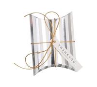 Aniyan Lot de 20 boîtes à dragées avec étiquette cadeau et ficelle pour mariage, communion, confirmation, baptême, départ (rayures argentées)