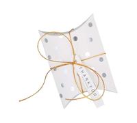 Aniyan Lot de 50 boîtes à dragées avec étiquette cadeau et ficelle pour mariage, communion, confirmation, baptême, départ (point argenté)