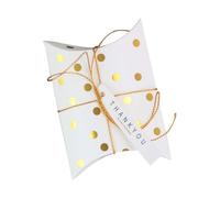 Aniyan Lot de 50 boîtes à dragées avec étiquette cadeau et ficelle pour mariage, communion, confirmation, baptême, départ (point doré)