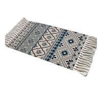 Aniyan Tapis bohème, en coton, lavable, avec glands, 90 x 150 cm - Tapis tissé pliable pour camping, extérieur, salon, chambre à coucher, cuisine, couloir - Antidérapant - L?Ufer (style E)