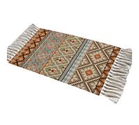 Aniyan Tapis bohème, en coton, lavable, avec glands, tapis tissé à la main, pliable, pour camping, extérieur, salon, chambre à coucher, cuisine, couloir - Antidérapant - Motif L?Ufer (style G)