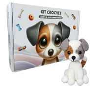 Aniyarns - Kit Crochet Chien Jack Russel (Niveau Intermédiaire) - Peluche Amigurumi Chiot - Kit Complet Laine, Crochet & Tuto Vidéo 100% Français - Cadeau Loisir Créatif Adulte Ado