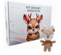 Aniyarns - Kit Crochet Débutant Renne Rudy (Niveau Facile) - Peluche Amigurumi Noël - Kit Complet Laine, Crochet & Tuto Vidéo 100% Français - Idée Cadeau Loisir Créatif Adulte Enfant