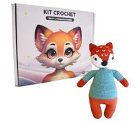 Aniyarns - Kit Crochet Renarde Roxy (Niveau Facile) - Peluche Amigurumi Roux - Kit Complet Laine, Crochet & Tuto Vidéo 100% Français - Idée Cadeau Loisir Créatif Adulte Enfant