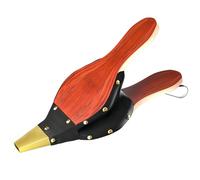 Anje Mini soufflet de cheminée en bois 30,5 x 12,5 cm - Soufflet d'air manuel rapide avec sangle de suspension en cuir pour barbecue, cheminée et poêle à bois, marron