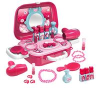 AnJeey 21 PCS Jouet Maquillage avec Mallette Sac à Bandoulière, Princesse Habiller Ensemble Jouet Cadeau Comprendre Bijoux, Sèche Cheveux, Pinceaux, Rouges à lèvres, Miroir pour Fille 3 4 5 6 Ans
