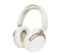 Anjetsun Casque Bluetooth Sans Fil Over-Ear ANC - Réduction de Bruit Active, 80H d’Autonomie, Basses Renforcées, Design Pliable, Coussinets à Mémoire de Forme Confortables Blanc avec des accents dorés