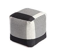 Anji Mountain Carrapateira Pouf carré 50,8 x 50,8 x 50,8 cm, ivoire/noir