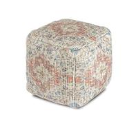 Anji Mountain Pouf carré, 50,8 x 50,8 x 50,8 cm, ivoire et orange