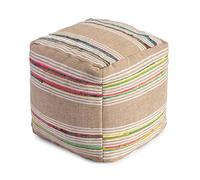 Anji Mountain Pouf ottoman 100 % fait main et fabriqué à la main - Confortable - Pour salon, chambre à coucher, chambre d'enfant, meubles de terrasse - (50,8 x 50,8 x 50,8 cm, multicolore, beige