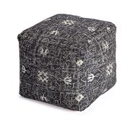 Anji Mountain Pouf ottoman carré, repose-pieds, tamarindo, 50,8 x 50,8 x 50,8 cm, blanc/noir