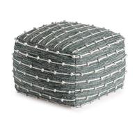 Anji Mountain Pouf ottoman confortable 100 % fait main et fabriqué à la main pour salon, chambre à coucher, chambre d'enfant, meubles de terrasse - (55,9 x 55,9 x 40,6 cm, vert, ivoire)