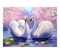 Anjiaart Diamond Painting couple de cygne,Broderie Diamant Kit Complet,5D Peinture Diamant pour Enfant/Adulte,Tableau Perle Diamant Point de Croix,Salon Chambre Décor Murale Round Drill,35x45cm