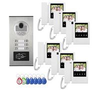 ANJIELO SMART Sonnette avec Camera,Sonnette de Caméra Filaire Vision Nocturne,Visiophone Connecté 4 Fils Kit Interphone Vidéo Filaire avec écran Couleur 4.3" (1 Sonnette + 6 moniteurs)