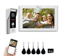 ANJIELO SMART Sonnette de Porte vidéo 1080P avec écran Tactile de 7 Pouces Sonnette de Porte vidéo Interphone, supportant Le déverrouillage par Carte IC Détection de Mouvement PIR (1, Blanc)