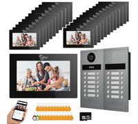 ANJIELO SMART Système d'interphone vidéo filaire pour appartement - 6/12/18/24 unités - Moniteur tactile de 7" - Kit vidéo d'intérieur et d'extérieur - 1080p - Détection de mouvement - Audio