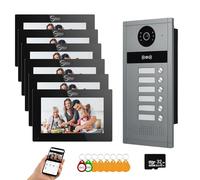 ANJIELO SMART Système d'interphone vidéo filaire pour appartement - 6/12/18/24 unités - Moniteur tactile de 7 pouces - Kit vidéo d'intérieur et d'extérieur - 1080p - Détection de mouvement - Audio