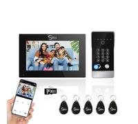 ANJIELO SMART Tuya Sonnette vidéo d'appartement, moniteur à écran tactile WiFi de 17,8 cm avec sonnette filaire 1080p, déverrouillage 5 en 1, prend en charge les empreintes digitales, cartes RFID,