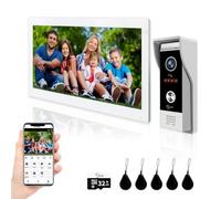 ANJIELO SMART Visiophone interphone TUYA (filaire), caméra de sonnette vidéo 1080P avec écran tactile de 10 pouces, détection de mouvement et support de déverrouillage par carte d'accès (1)