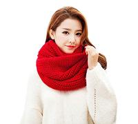 Anjing - Écharpe boucle en maille tricotée épaisse - Écharpe infinie chaude pour le cou - Écharpe de mode hivernale pour unisexe - Rouge, Rouge, taille unique