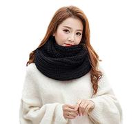 Anjing - Écharpe boucle en maille tricotée épaisse - Écharpe infinie chaude pour le cou - Écharpe de mode hivernale pour homme et femme - Rouge, Noir , taille unique