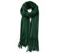 Anjing Écharpe en laine tricotée avec pompon - Châles en couverture de couleur unie épaisse - Écharpe douce, élégante et chaude pour l'hiver - Pour femmes, bordeaux, taille unique