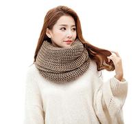 Anjing - Écharpe snood tricotée en boucle, écharpe épaisse à l'infini, écharpe chaude pour le cou, tendance hivernale pour unisexe - Rouge, kaki, taille unique