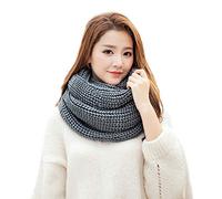 Anjing - Écharpe snood tricotée en boucle, écharpe épaisse à l'infini, écharpe de cou chaude pour l'hiver, mode unisexe - Rouge, gris, taille unique