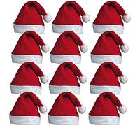 Anjing Lot de 12 Bonnets de Père Noël Rouges avec Pompon